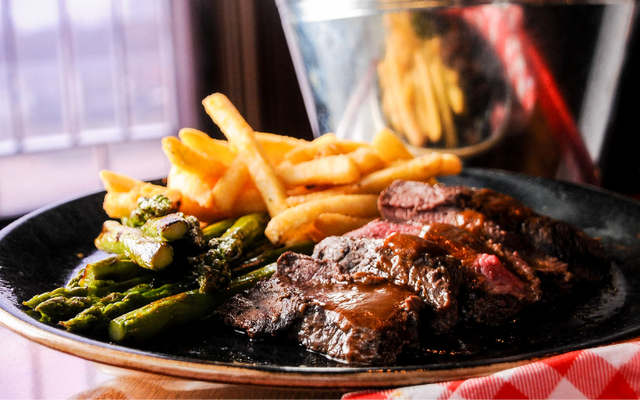 Char-Grilled Flat Iron Steak.